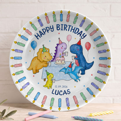Cute Dinosaur Birthday Keepsake Personalized Birthday Plate P710HGO0