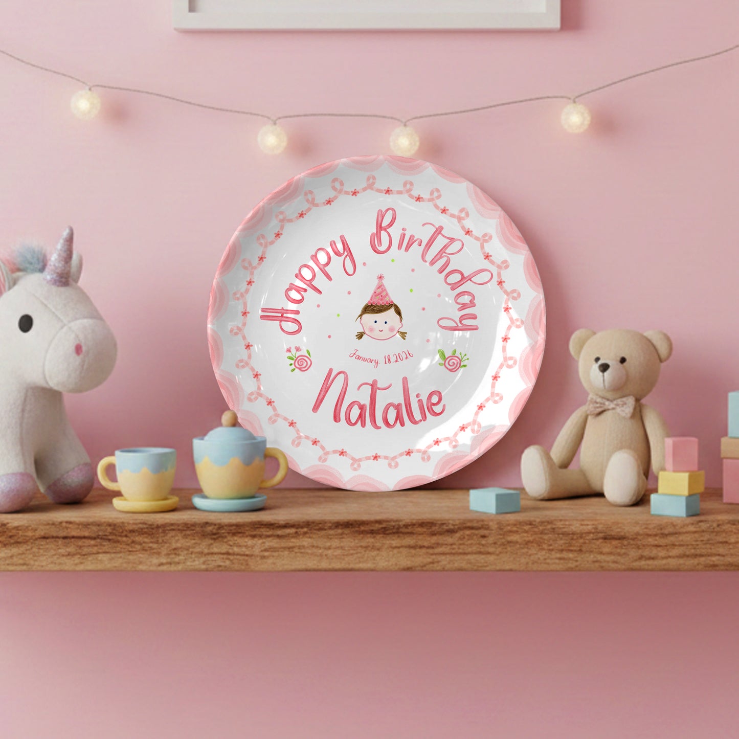 Birthday Girl Portrait Personalized Birthday Plate P296XU0
