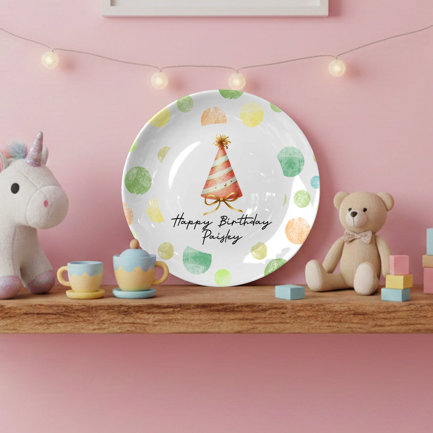 Party Hat Personalized Birthday Plate D923NSC0