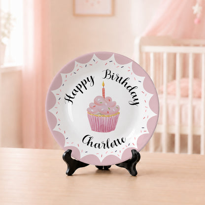 Scallop Cupcake Personalized Birthday Plate P62QXN0
