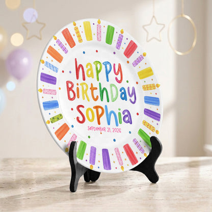 Colorful Candle Happy Birthday Keepsake Custom Kids Personalized Birthday Plate P81505O0