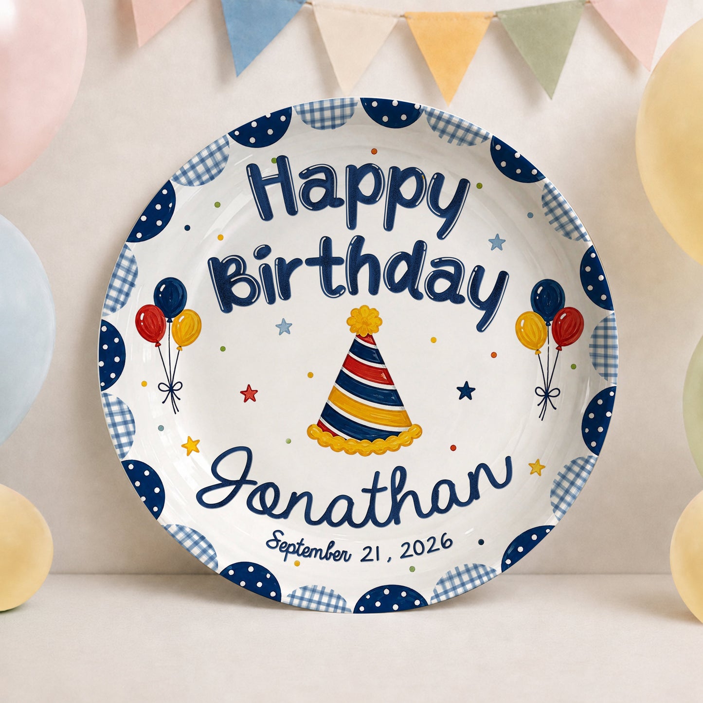Musical Theme Celebration Keepsake Custom Name Ceramic Personalized Birthday Plate P82524U0