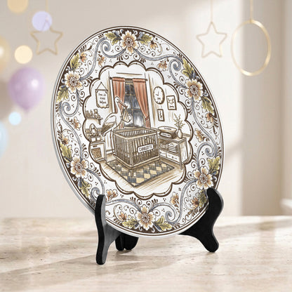 Vintage Floral Newborn Birth Stats Custom Name Ceramic Personalized Birthday Plate P820YFH0