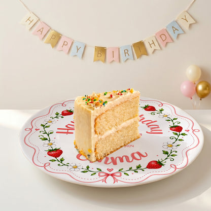 Pink Strawberry Birthday Keepsake Personalized Birthday Plate P73MUO0