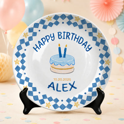 First Birthday Cake Keepsake Custom Name Ceramic Personalized Birthday Plate P821AIV0