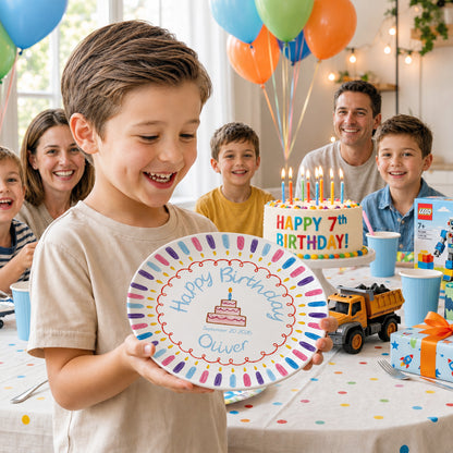 Colorful Candle Border Cake Personalized Birthday Plate D528ZCH0