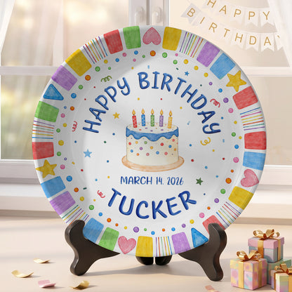 Colorful Birthday Cake Personalized Birthday Plate, Birthday Party Keepsake Gift P722I1O0