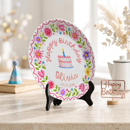 Wildflower Birthday Keepsake Personalized Birthday Plate P718MC30