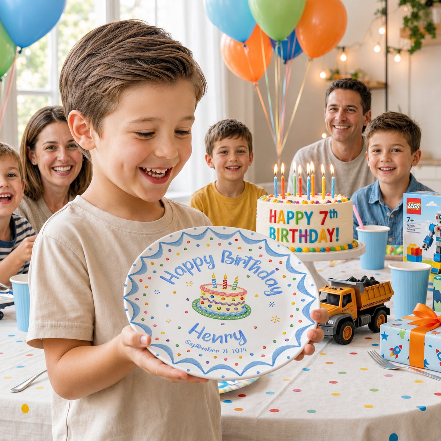 Blue Scallop Cake Personalized Birthday Plate P611FTC0