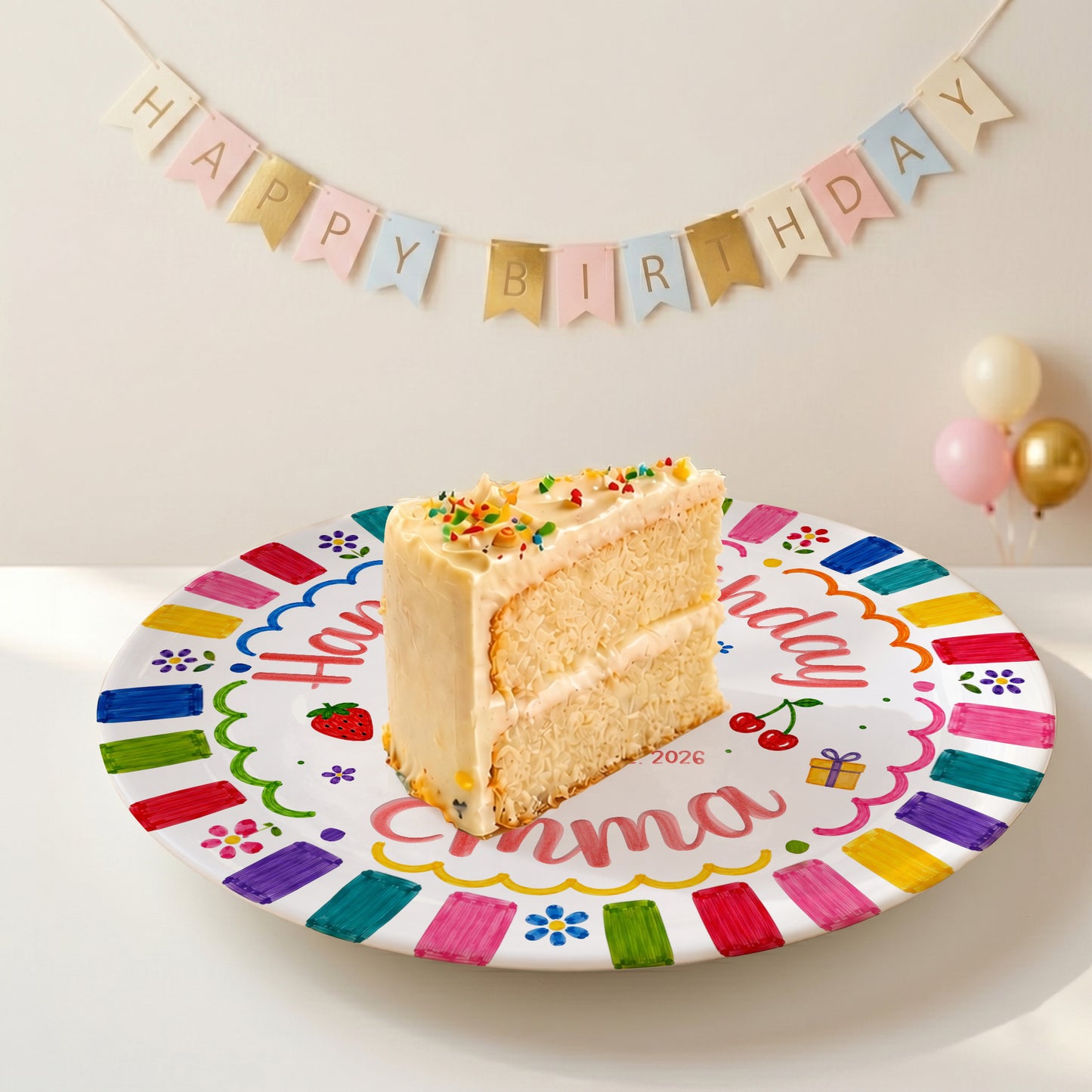 Bright Color Birthday Keepsake Personalized Birthday Plate P710KQF0