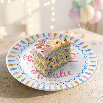 Colorful Cupcake Personalized Birthday Plate for Kids First Birthday Gift P814R8W0