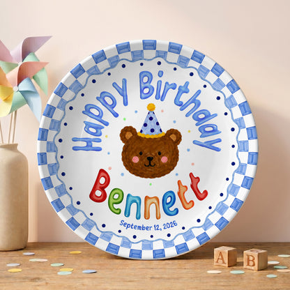 Cute Teddy Bear Birthday Keepsake Personalized Birthday Plate for Kids P6225SU0