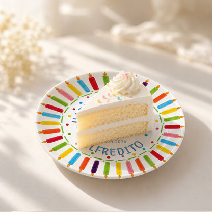 Birthday Cake & Rainbow Candles Personalized Birthday Plate P7160U20