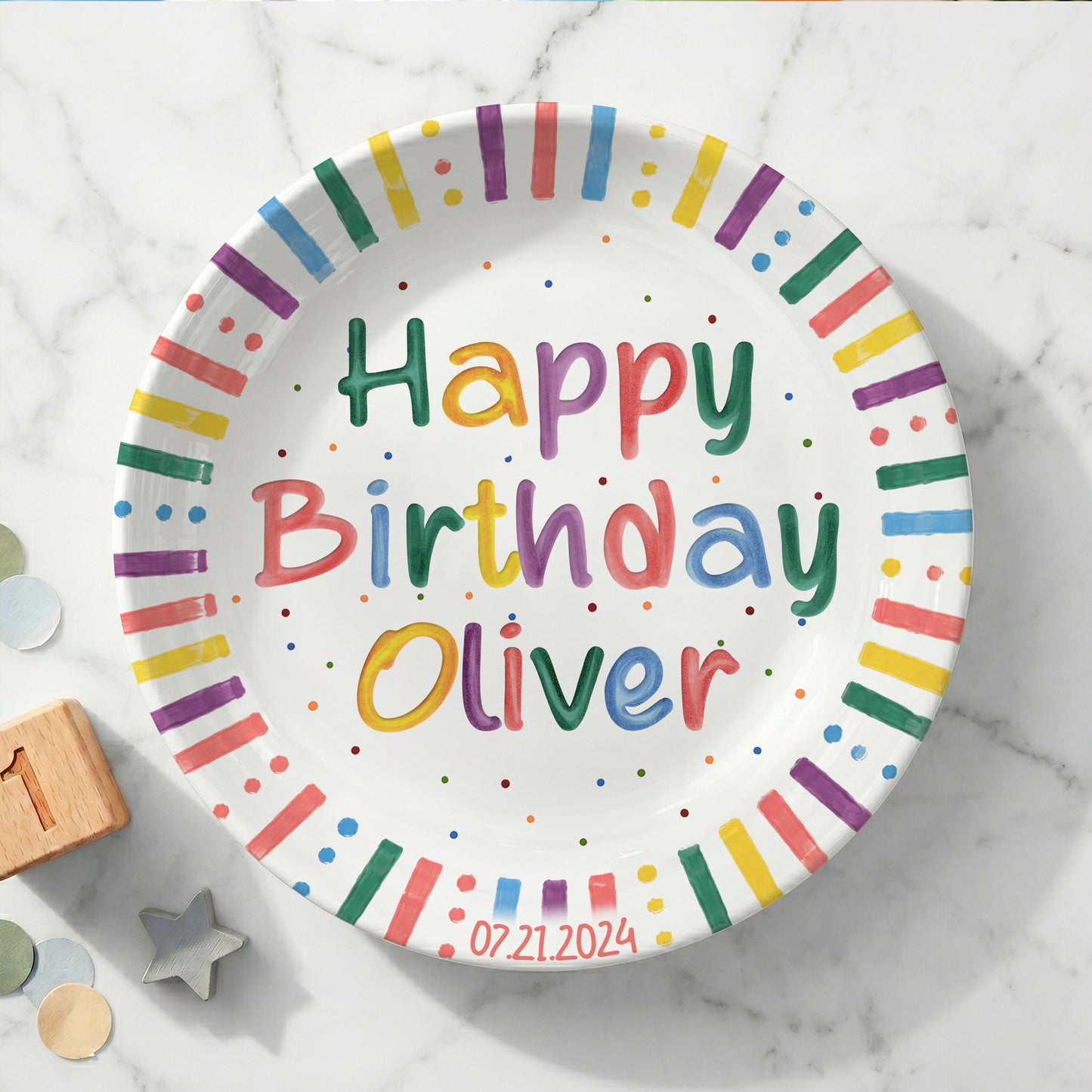 Hip Hip Hooray Personalized Birthday Plate P526XWT0