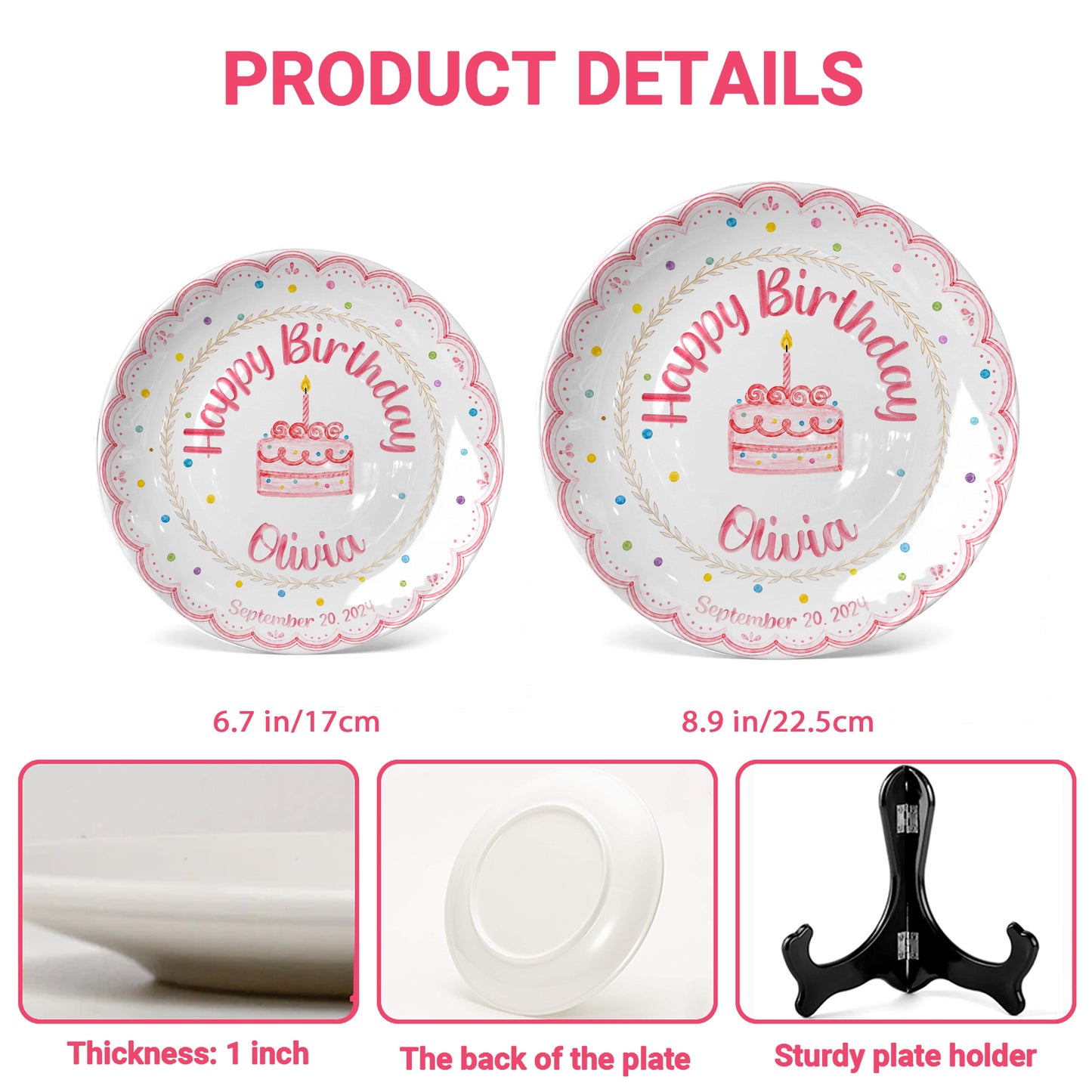 Pink Scallop Cake Personalized Birthday Plate P56DCB0