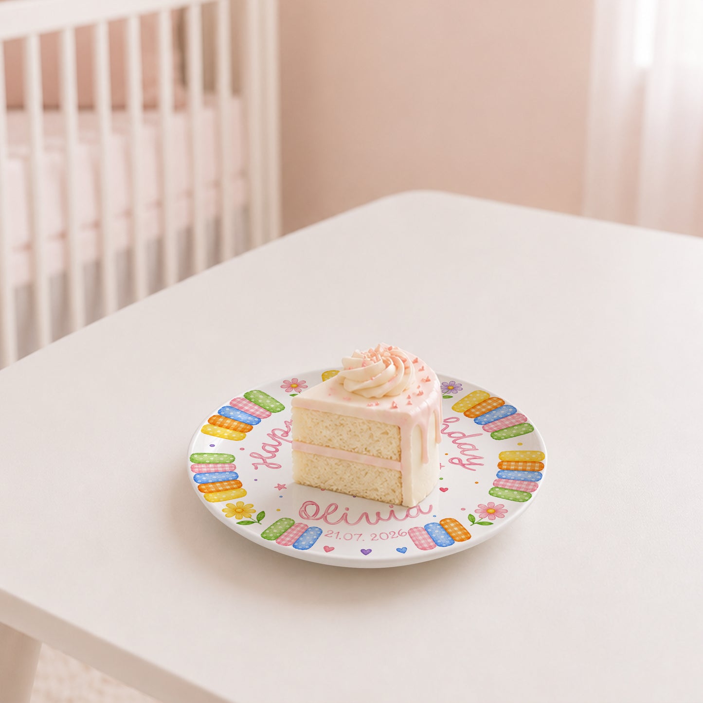Rainbow Candy with Cake Personalized Birthday Plate P664QE0