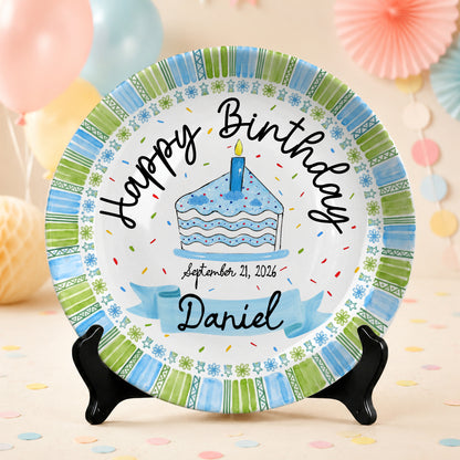 Cupcake First Birthday Keepsake Custom Name Ceramic Personalized Birthday Plate P829GRV0