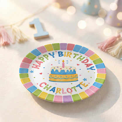 Pastel Rainbow Birthday Personalized Birthday Plate P723FGH0