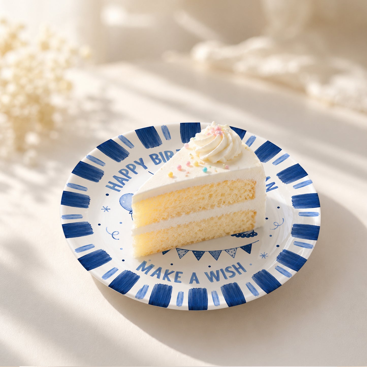 Blue Checkered Birthday Candles Personalized Birthday Plate D779CS0