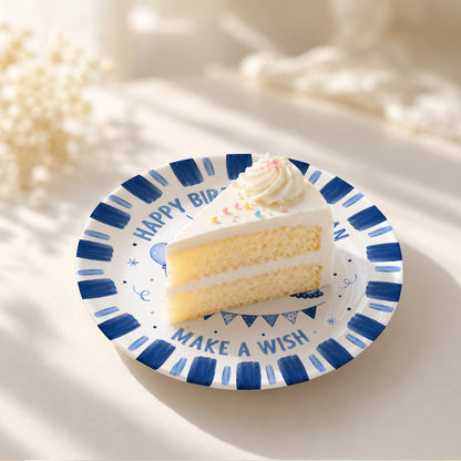 Blue Checkered Birthday Candles Personalized Birthday Plate D779CS0