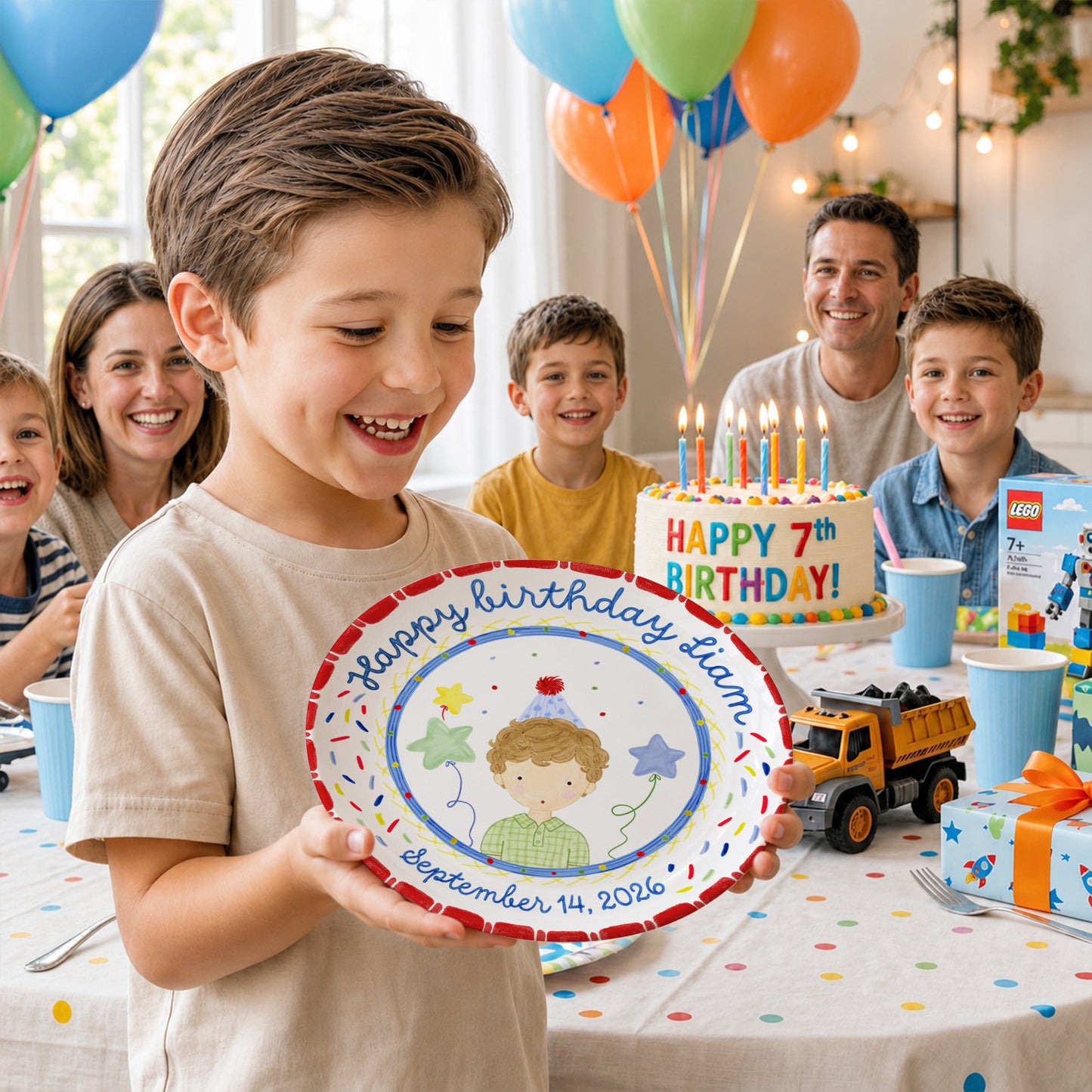 Party Boy Portrait Personalized Birthday Plate P611H1D0