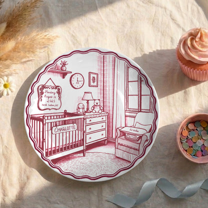 Pink & Blue Nursery Scene Personalized Birth Plate P513DV80