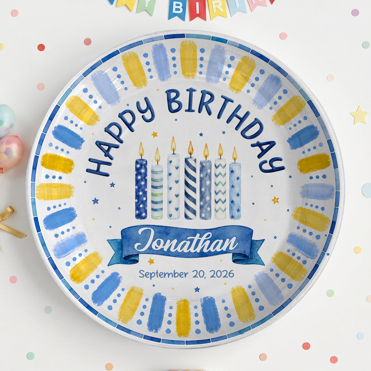 Blue Birthday Candles Keepsake Personalized Birthday Plate P729XG0