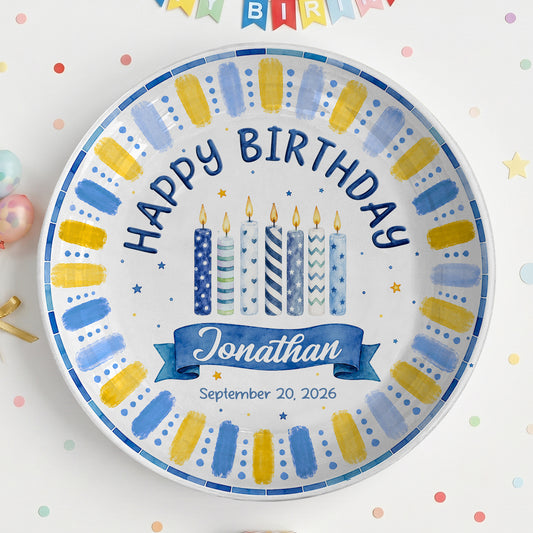 Blue Birthday Candles Keepsake Personalized Birthday Plate P729XG0