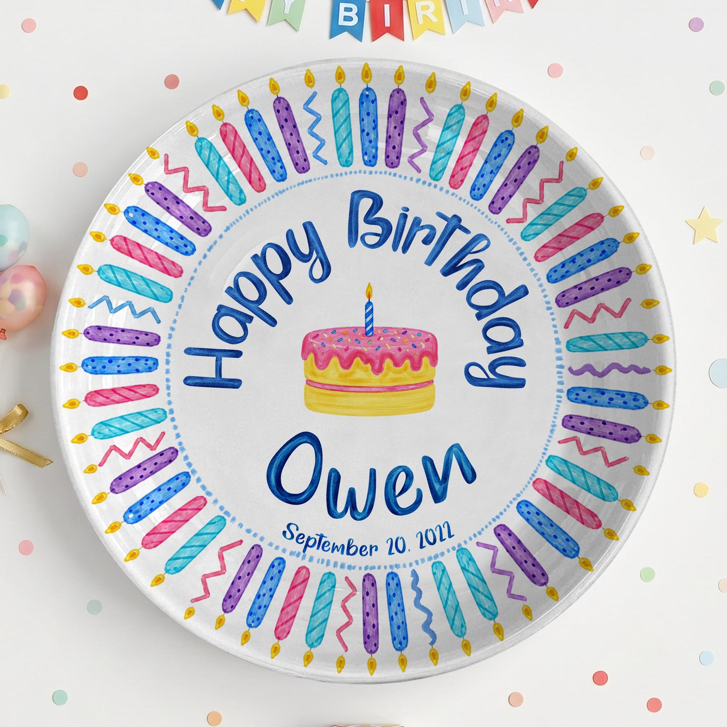 Colorful Birthday Candles Keepsake Personalized Birthday Plate P716Z5U0
