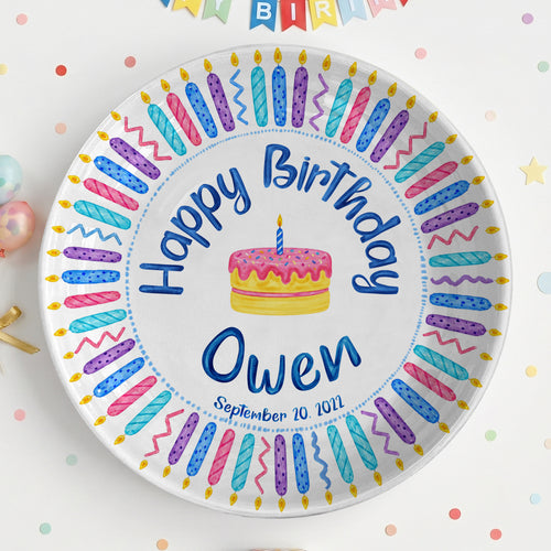 Colorful Birthday Candles Keepsake Personalized Birthday Plate P716Z5U0