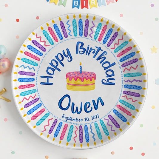 Colorful Birthday Candles Keepsake Personalized Birthday Plate P716Z5U0