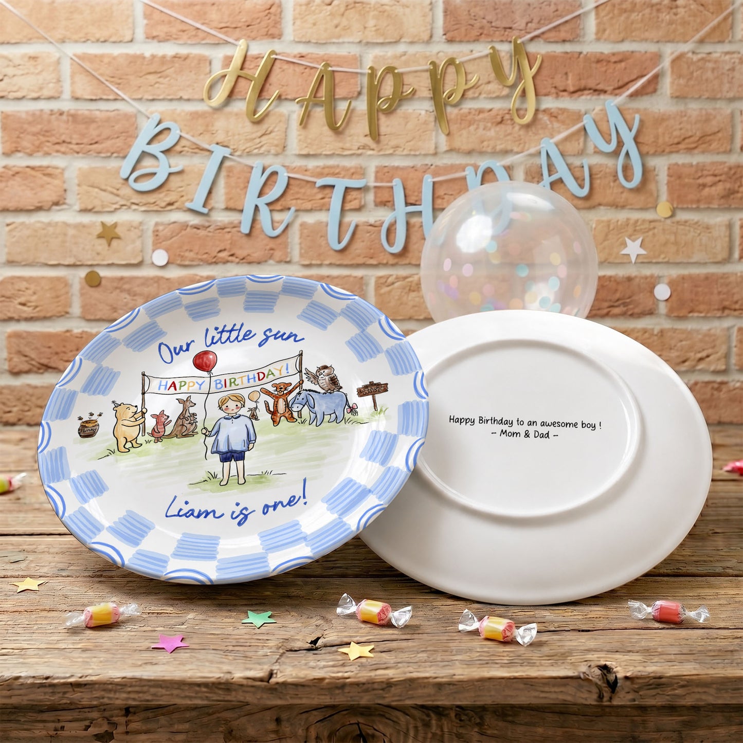 Woodland Animal Birthday Keepsake Personalized Birthday Plate P713B6G0
