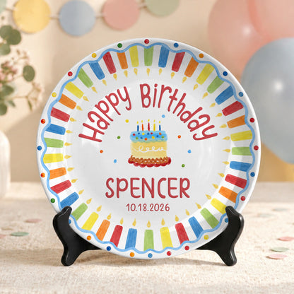 Kids Cake Keepsake Custom Name Ceramic Personalized Birthday Plate P826FVK0