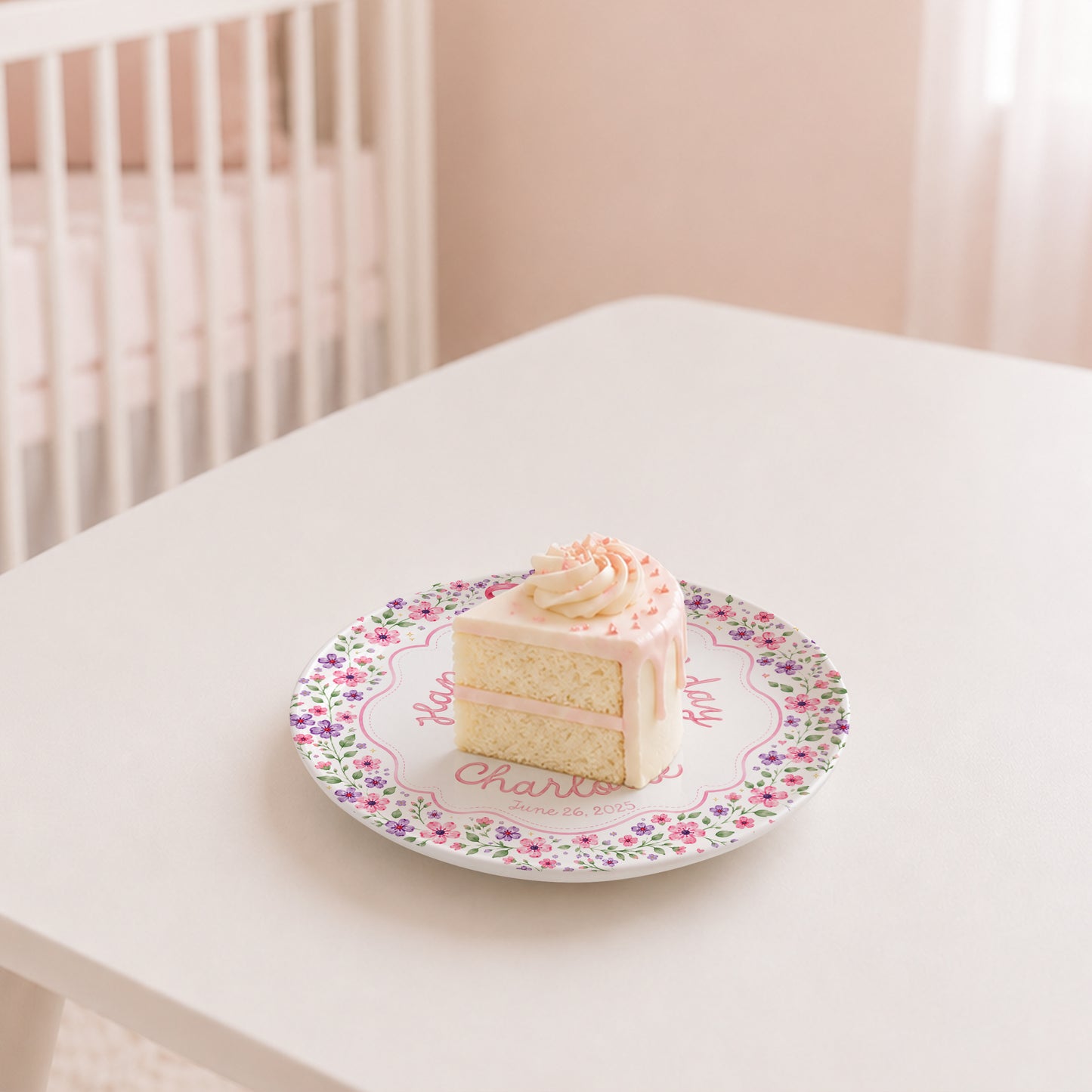 Floral Cake Personalized Birthday Plate P69JKI0