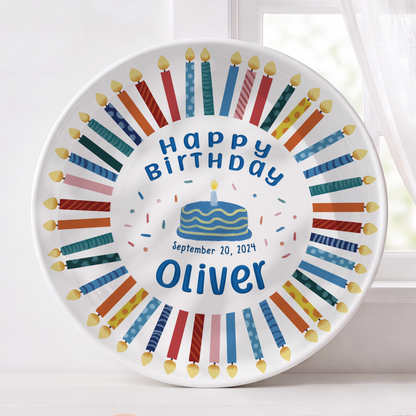 Colorful Birthday Candles Keepsake Personalized Birthday Plate D77RCU0