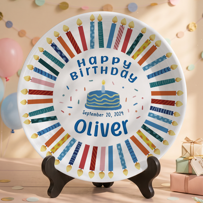 Colorful Birthday Candles Keepsake Personalized Birthday Plate D77RCU0