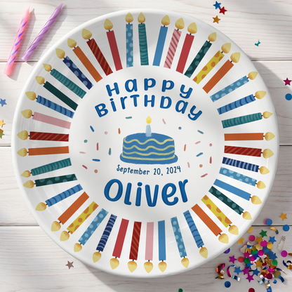 Colorful Birthday Candles Keepsake Personalized Birthday Plate D77RCU0