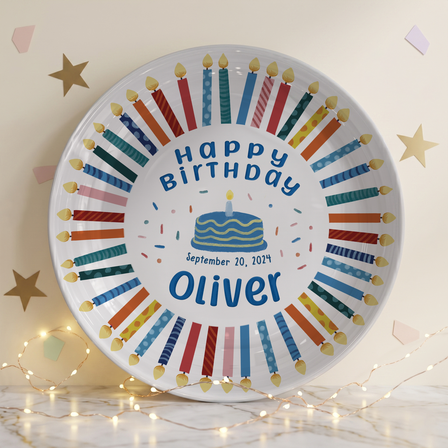 Colorful Birthday Candles Keepsake Personalized Birthday Plate D77RCU0