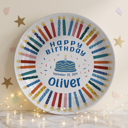 Colorful Birthday Candles Keepsake Personalized Birthday Plate D77RCU0