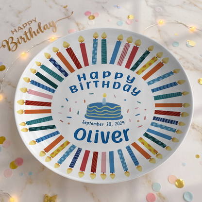 Colorful Birthday Candles Keepsake Personalized Birthday Plate D77RCU0