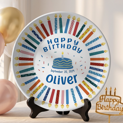 Colorful Birthday Candles Keepsake Personalized Birthday Plate D77RCU0