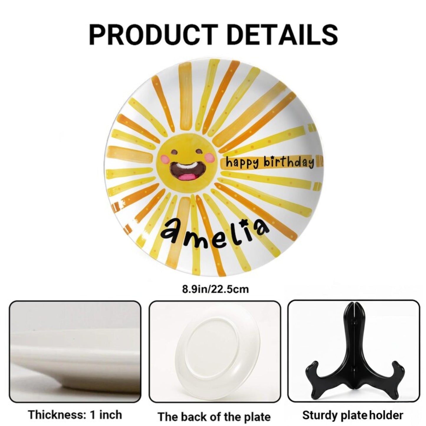 Smiling Sun Personalized Birthday Plate D925WRM0