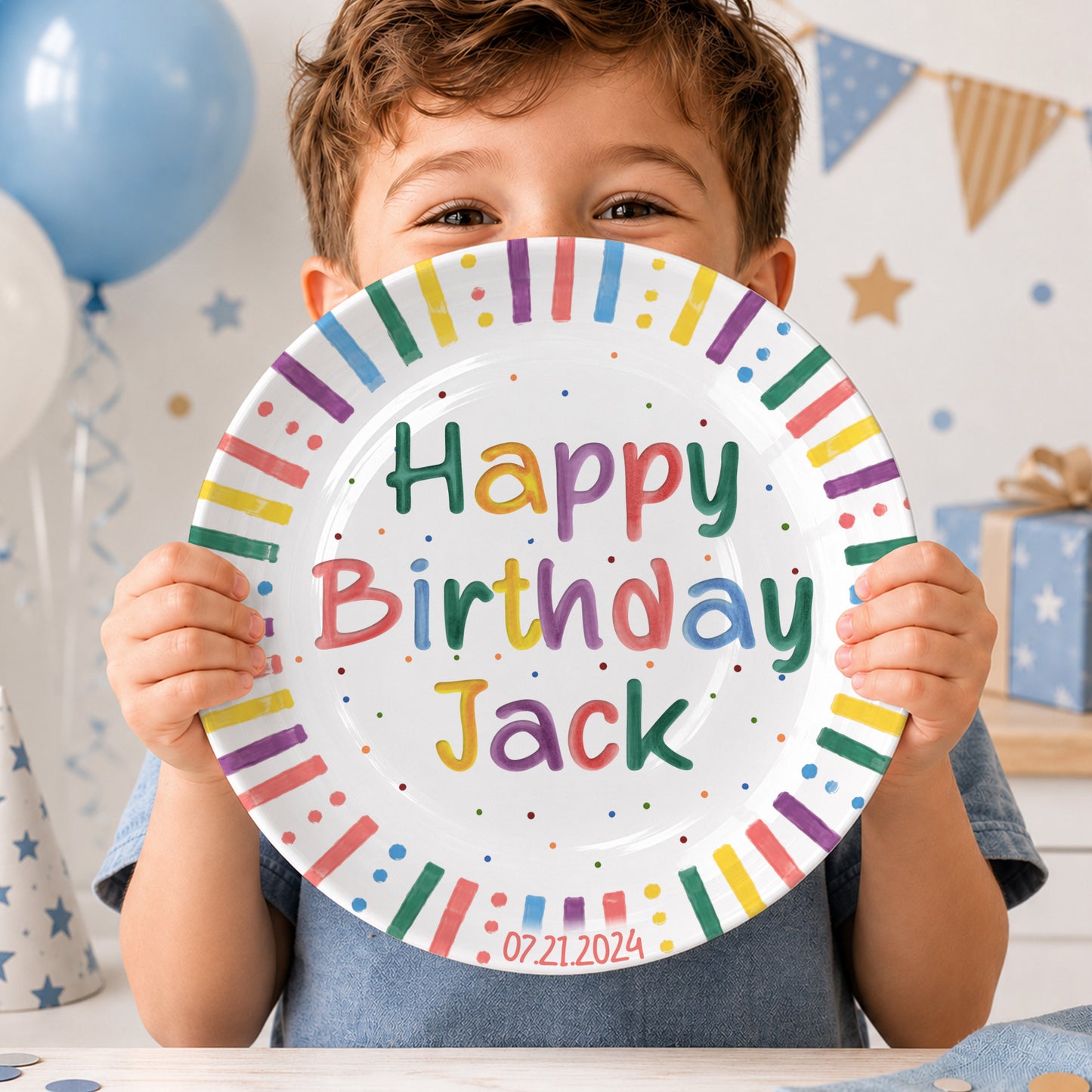 Hip Hip Hooray Personalized Birthday Plate P526XWT0