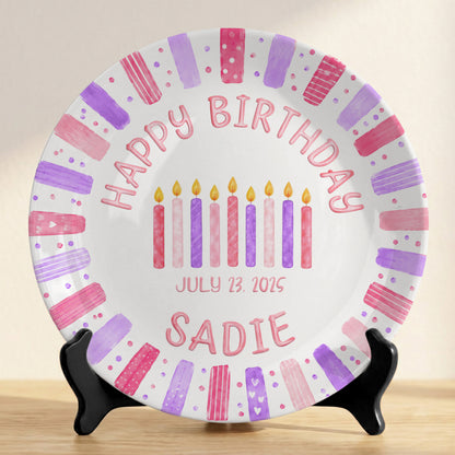 Pink Candle Keepsake Personalized Birthday Plate for Kids Celebration Gift Tradition P810XNA0