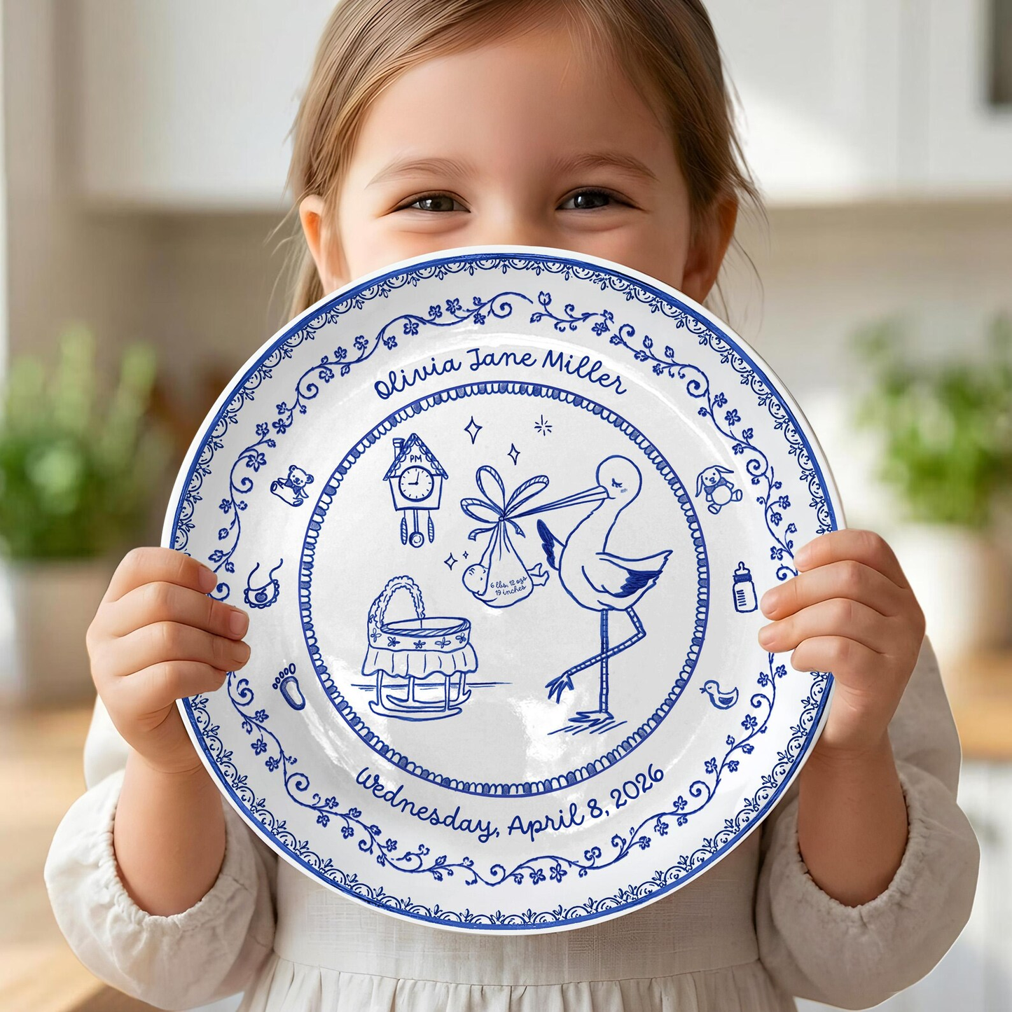 Delft Blue Personalized Birth Plate P525KW60