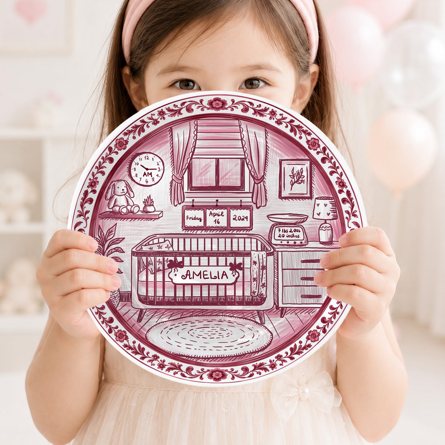 Baby Nursery Scene Personalized Birthday Plate P657NB0