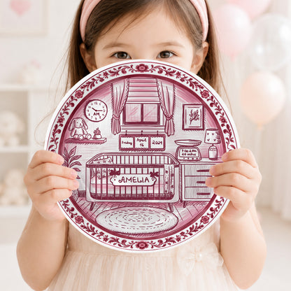 Baby Nursery Scene Personalized Birthday Plate P657NB0