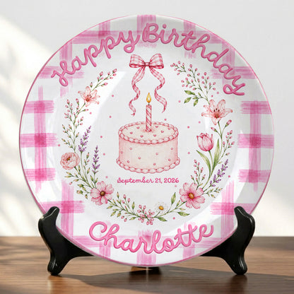 Vintage Floral Baby Girl First Birthday Keepsake Personalized Birthday Plate P86VN60