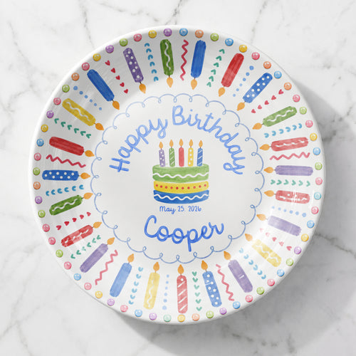 Colorful Birthday Candles Keepsake Personalized Birthday Plate P785ZC0