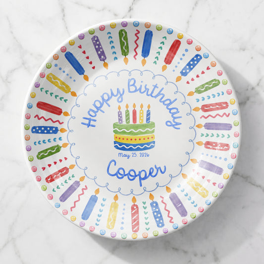 Colorful Birthday Candles Keepsake Personalized Birthday Plate P785ZC0